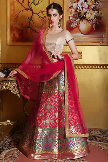 Picture of party wear colored lehenga women blouse indian embroid,