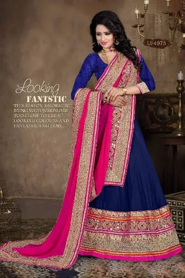 Picture of party wear colored lehenga women blouse indian embroide