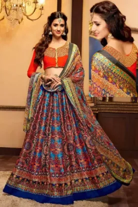 Picture of party wear hairstyles with lehenga,velvet and net lehen