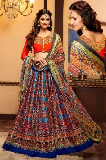 Picture of party wear hairstyles with lehenga,velvet and net lehen