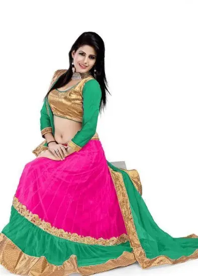 Picture of party wear lehenga beach dress,velvet jacket with lehen