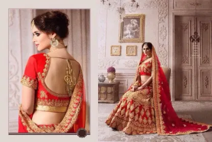 Picture of party wear lehenga designs 2024,velvet blouse patterns 