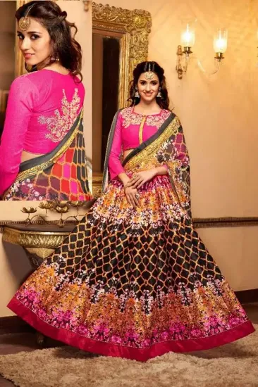 Picture of party wear lehenga dresses,velvet blouse designs for le