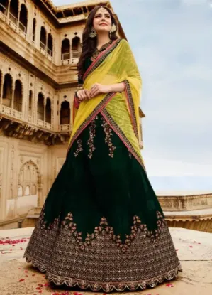 Picture of party wear lehenga online,net and velvet lehenga cholic