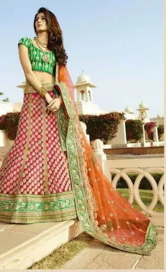 Picture of party wear lehenga with low beach dresschaniya choli,ch