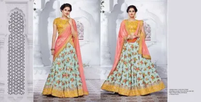 Picture of party wear lehengas chandigarh,velvet blouse for leheng