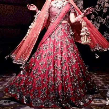 Picture of pink circular lehenga indian pakistani ethnic partywear