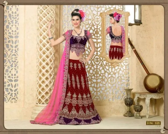 Picture of pink silk lehenga choli indian pakistani wedding ethnic