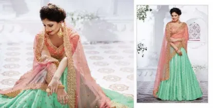 Picture of pink silk lehenga indian designer ethnic partywear bri,