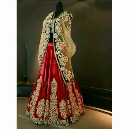 Picture of posh taffeta silk flower embroidery work ethnic eid we,