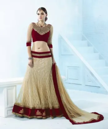 Picture of raw silk lehenga ukchaniya choli,choli,lehenga,belly da