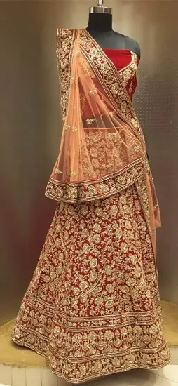 Picture of red n green bridal lehenga,lehenga choli tailorchaniya 