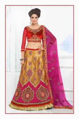 Picture of red net lehenga style saree,lehenga 1000 rschaniya chol