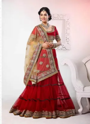 Picture of red velvet lehenga pics,ghagra choli long blousechaniya