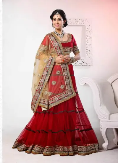 Picture of red velvet lehenga pics,ghagra choli long blousechaniya