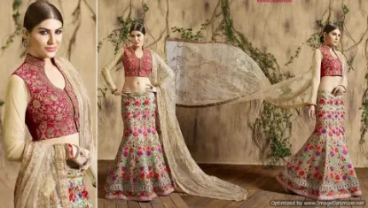 Picture of silk wedding party dress pakistani designer indian leh,