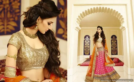 Picture of simple party wear lehenga with beach dresschaniya choli