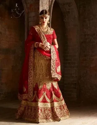 Picture of simple velvet lehenga designs,ghagra choli for eidchan,