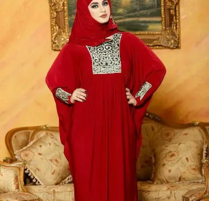 Picture of red evening dress with sleeves,abaya,jilbab,kaftan dres