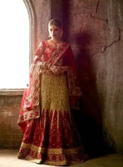 Picture of traditional ethnic red bridal anarkali lehenga pakista,