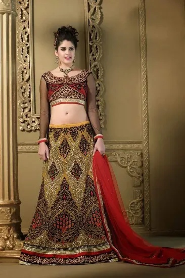 Picture of u choli lehenga reception designer embroidery modest ma