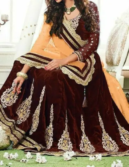 Picture of u choli lehenga reception designer embroidery modest ma