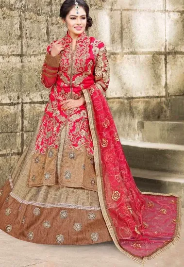 Picture of velvet and lace lehenga,ghagra choli half sareechaniya,