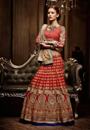 Picture of velvet embroidered & diamond work bridal lehenga choli,