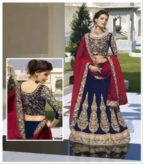 Picture of velvet fabric lehenga pakistani designer wedding leheng