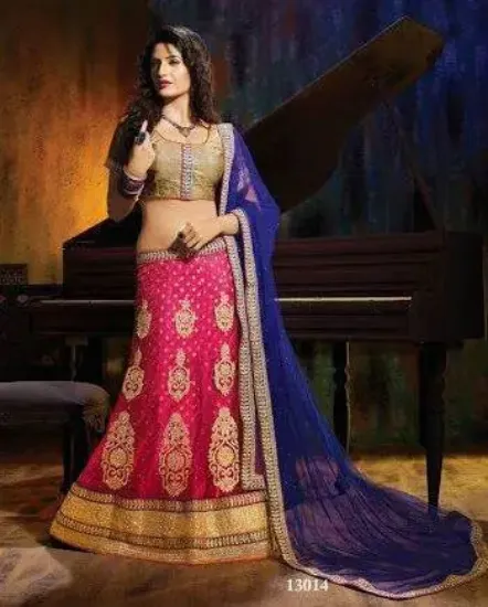 Picture of velvet fabric lehenga pakistani designer wedding leheng