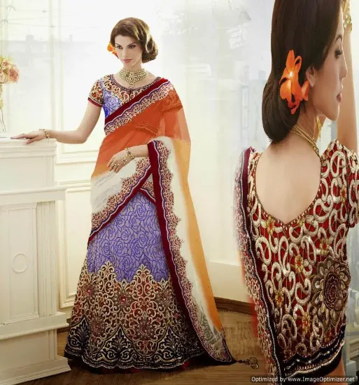 Picture of velvet lehenga choli designs with beach dress,ghagra ch