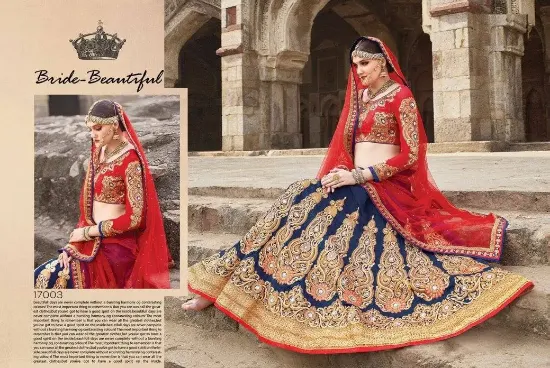 Picture of velvet lehenga choli designs with beach dress,ghagra ch