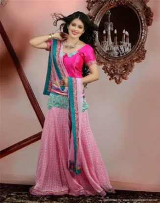 Picture of velvet lehenga gown,ghagra choli green colourchaniya ch