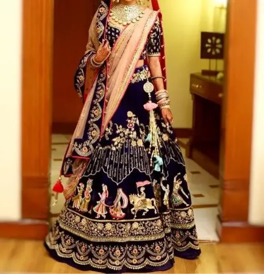 Picture of wedding wear lehenga designer indian latest black boll,