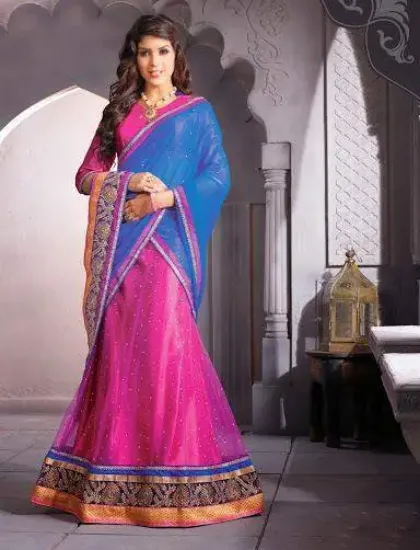 Picture of wedding wear lehenga designer indian latest blue bollyw