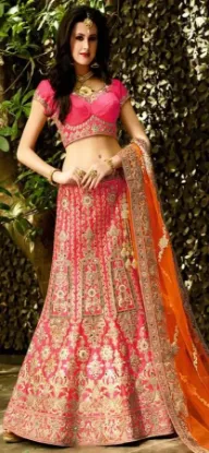 Picture of wedding women girl bollywood design indo western lehen,