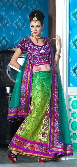 Picture of wedding women girl bollywood design indo western leheng