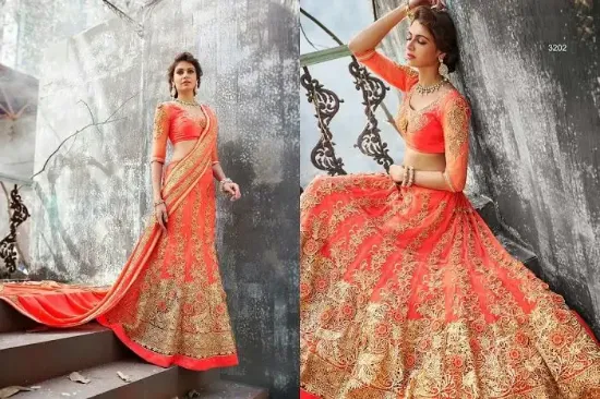 Picture of women's net lace lehenga choli,lehenga xchaniya choli,c