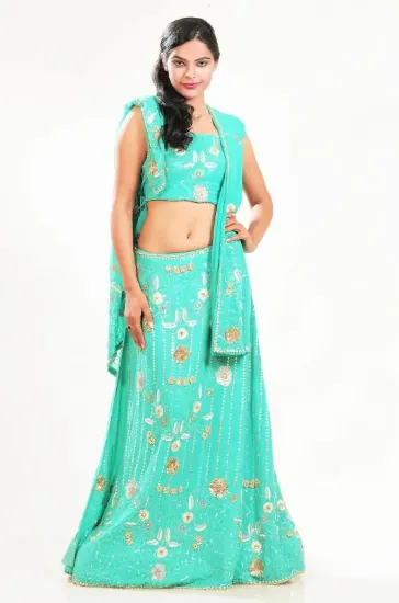 Picture of zeel clothing red velvet lehenga choli,ghagra choli leh