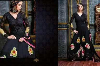 Picture of d modest maxi gown ladies black long sleeves batik prin