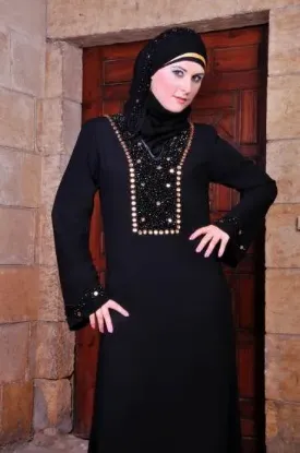 Picture of modest maxi gown fancy dubai kaftan jalabiya jilbab wed