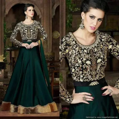 Picture of long sleeve black chiffon evening dress, long length,,q