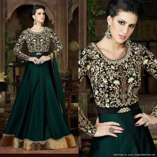 Picture of long sleeve black chiffon evening dress, long length,,q