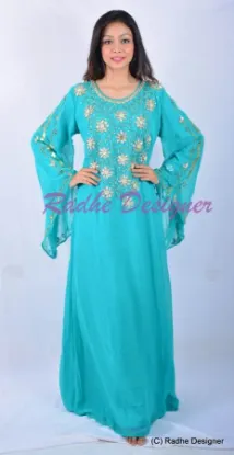 Picture of modest maxi gown djellaba fancy modern bridal full slee