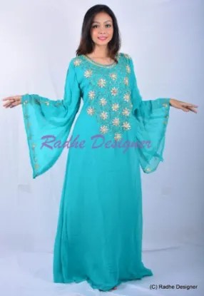 Picture of modest maxi gown moroccan  arabian dubai kaftan abaya j