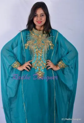 Picture of purple wedding gown with hand embroidery moroccan kafta