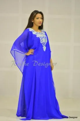 Picture of modern royal blue wedding gown punjabi patiala design ,