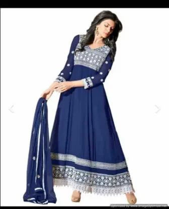 Picture of modest maxi gown chinese women's long dress blue cheong