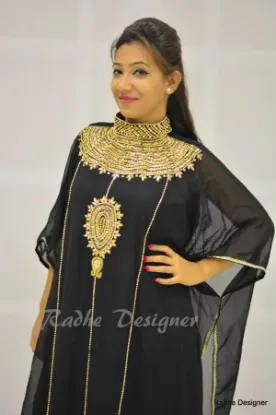 Picture of dubai farasha georgette hand embroidery caftan dress fo
