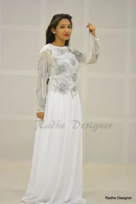 Picture of cream handmade cotton maxi full sleeve traditional mach